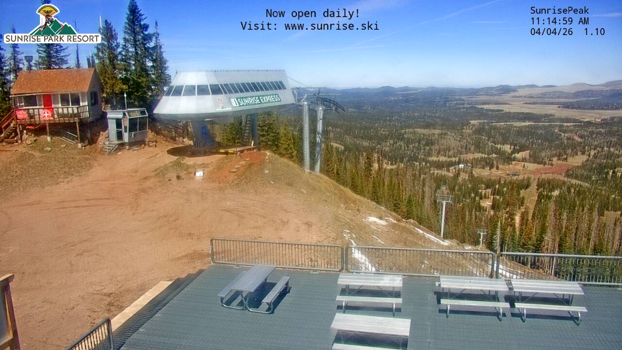 Thumbnail for current weather camera view from Sunrise Park Resort 10650 ft elev in Greer, Arizona