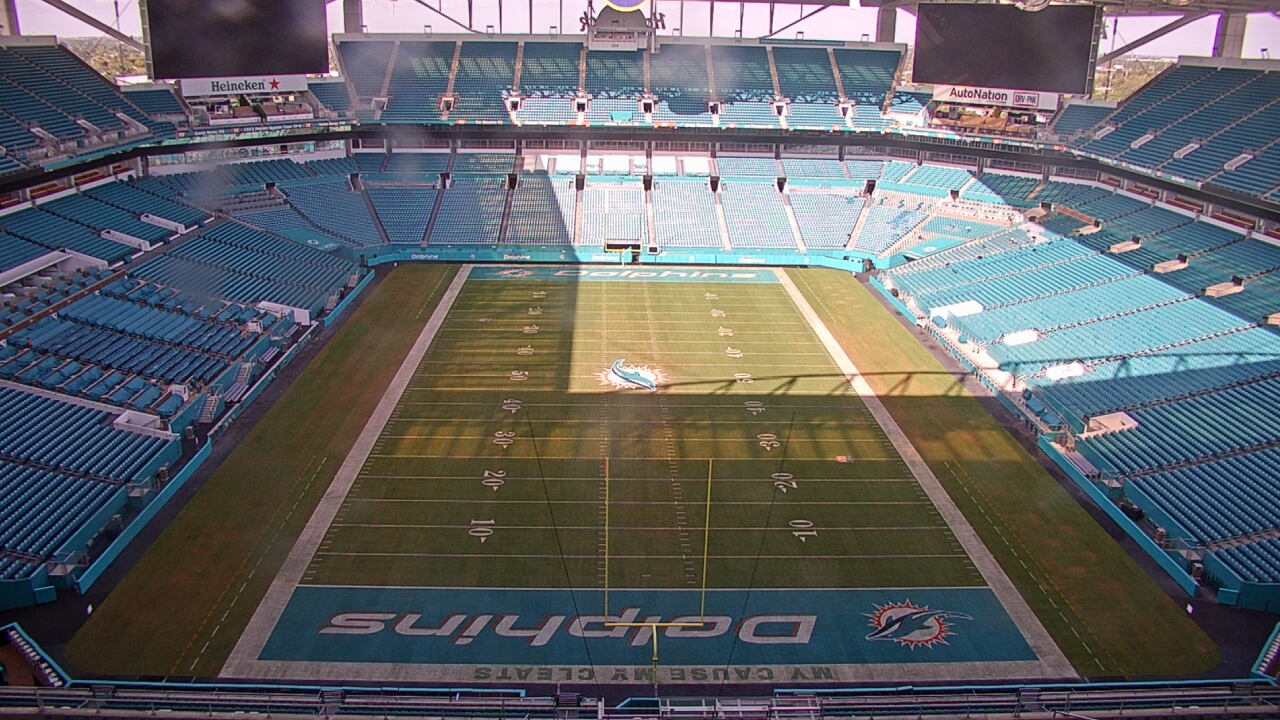 Thumbnail for current weather camera view from Hard Rock Stadium (east lot) in Miami Gardens, Florida