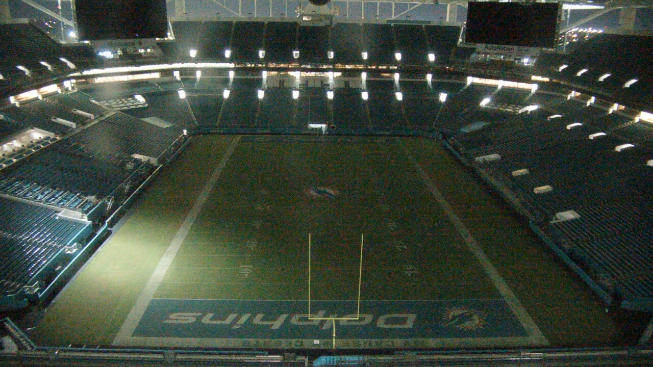 Thumbnail for current weather camera view from Hard Rock Stadium (east lot) in Miami Gardens, Florida