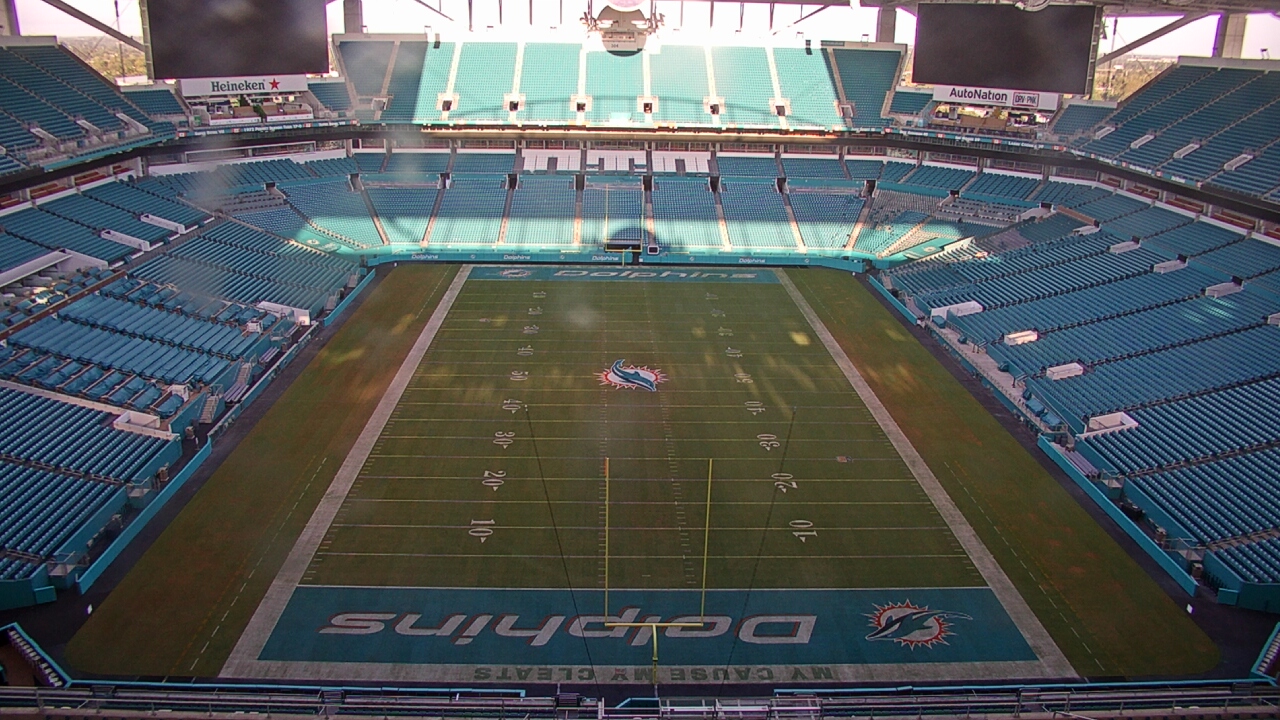 Thumbnail for current weather camera view from Hard Rock Stadium (east lot) in Miami Gardens, Florida