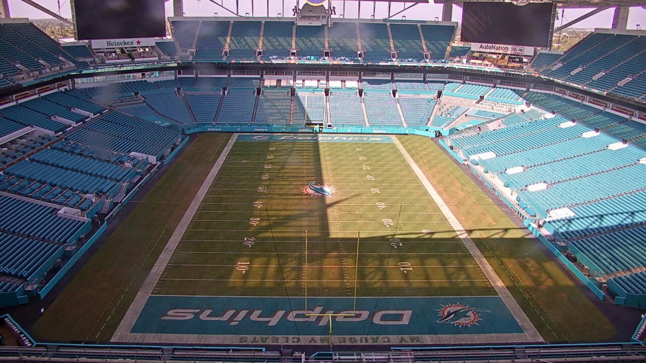 Thumbnail for current weather camera view from Hard Rock Stadium (east lot) in Miami Gardens, Florida