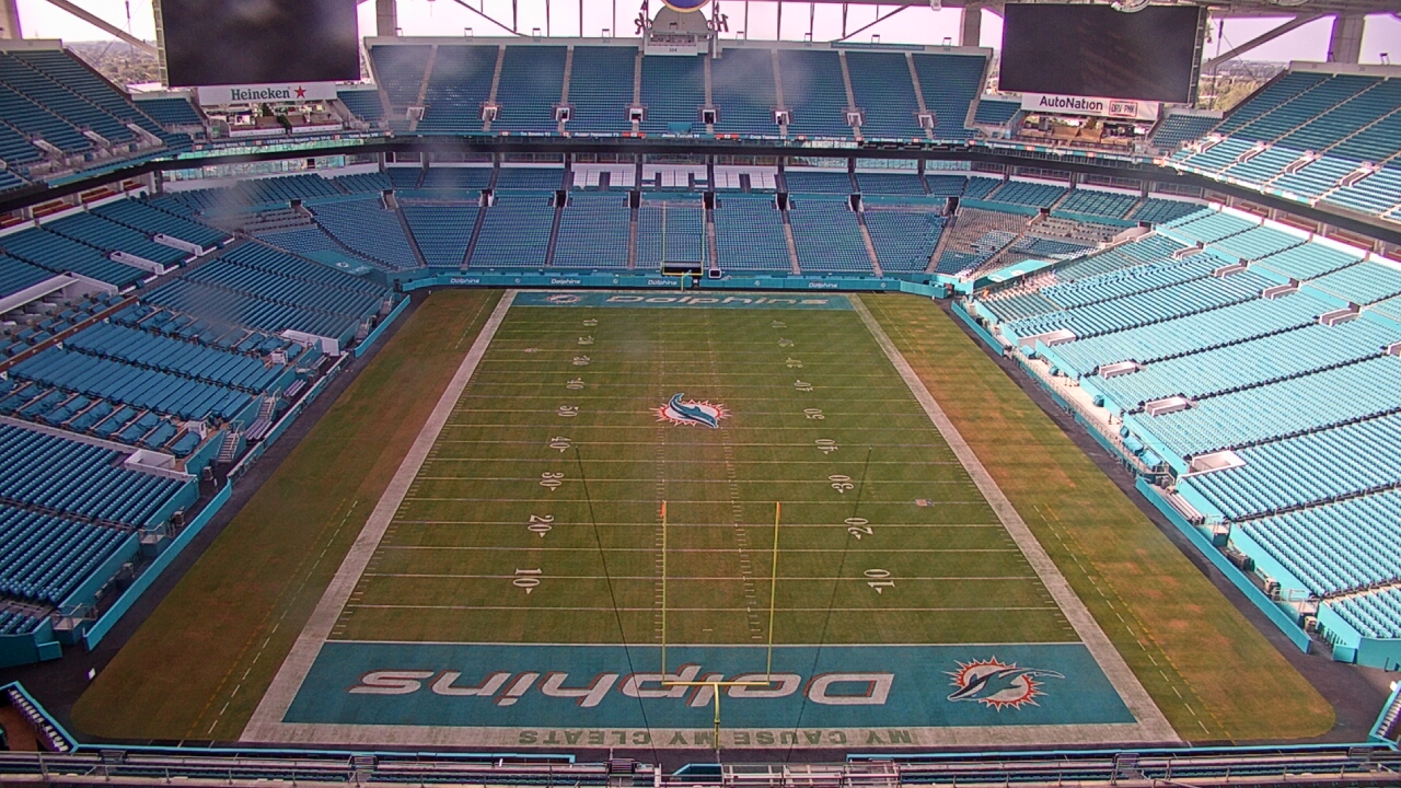 Thumbnail for current weather camera view from Hard Rock Stadium (east lot) in Miami Gardens, Florida