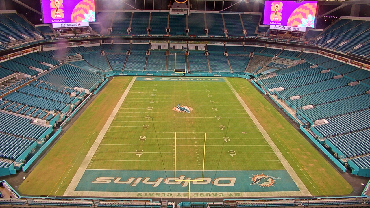 Thumbnail for current weather camera view from Hard Rock Stadium (east lot) in Miami Gardens, Florida