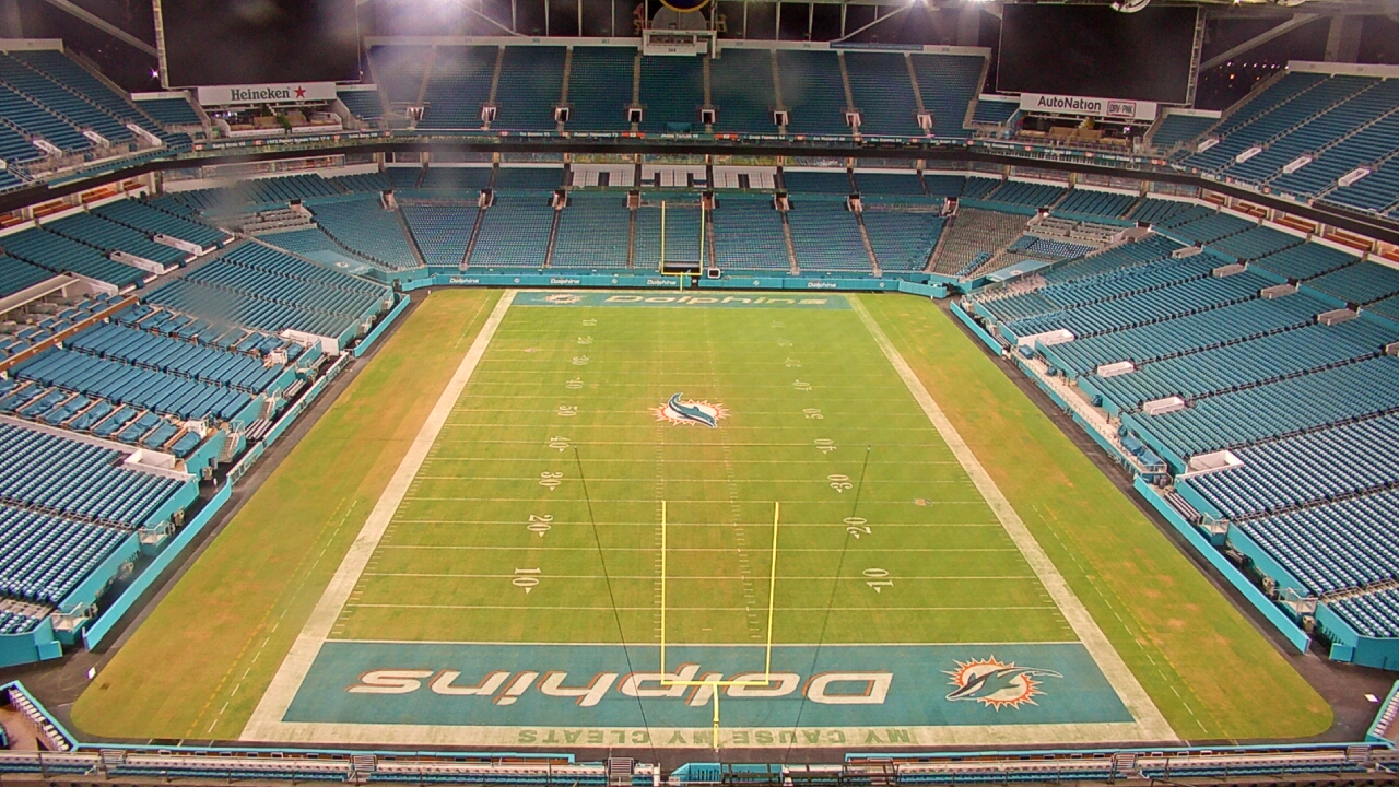 Thumbnail for current weather camera view from Hard Rock Stadium (east lot) in Miami Gardens, Florida