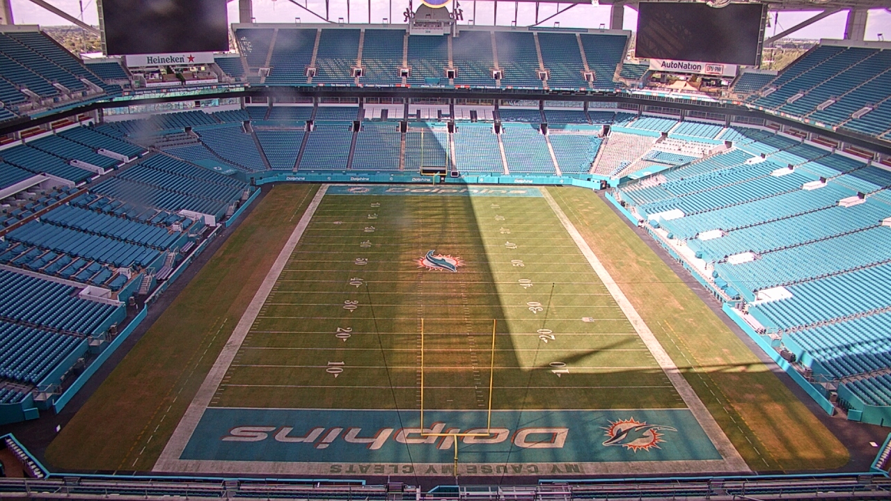 Thumbnail for current weather camera view from Hard Rock Stadium (east lot) in Miami Gardens, Florida