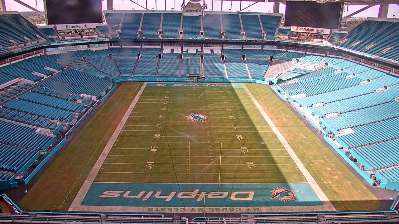 Thumbnail for current weather camera view from Hard Rock Stadium (east lot) in Miami Gardens, Florida
