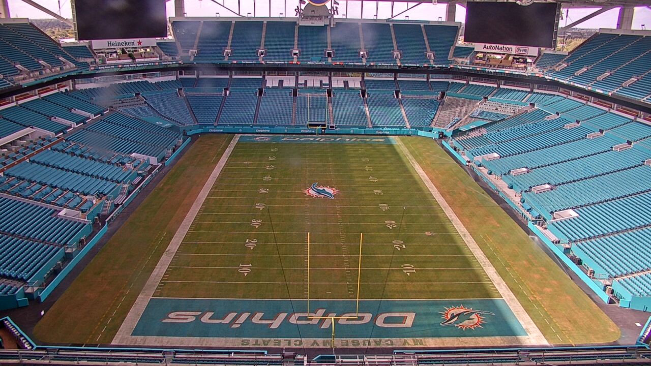 Thumbnail for current weather camera view from Hard Rock Stadium (east lot) in Miami Gardens, Florida