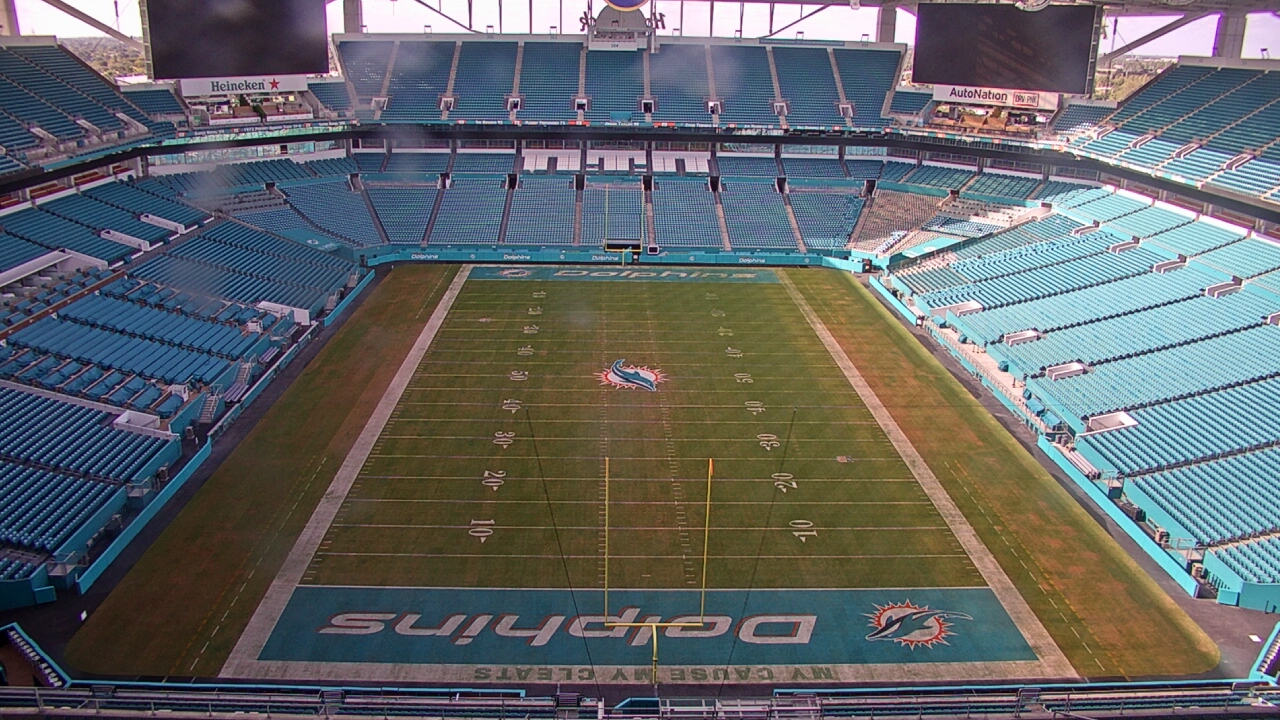 Thumbnail for current weather camera view from Hard Rock Stadium (east lot) in Miami Gardens, Florida