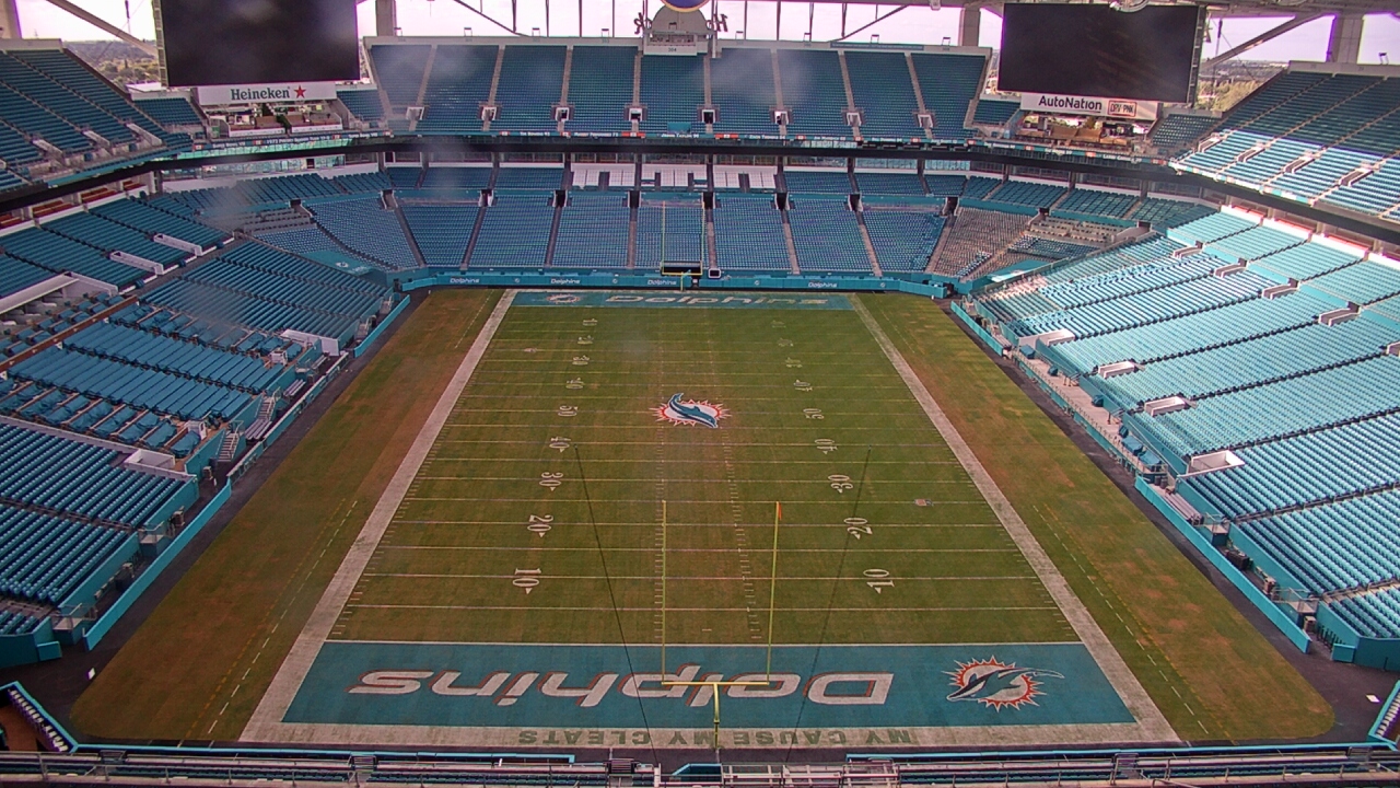 Thumbnail for current weather camera view from Hard Rock Stadium (east lot) in Miami Gardens, Florida