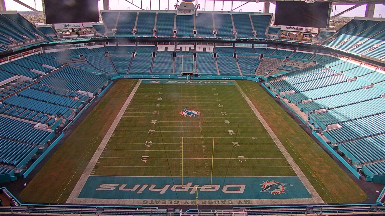 Thumbnail for current weather camera view from Hard Rock Stadium (east lot) in Miami Gardens, Florida