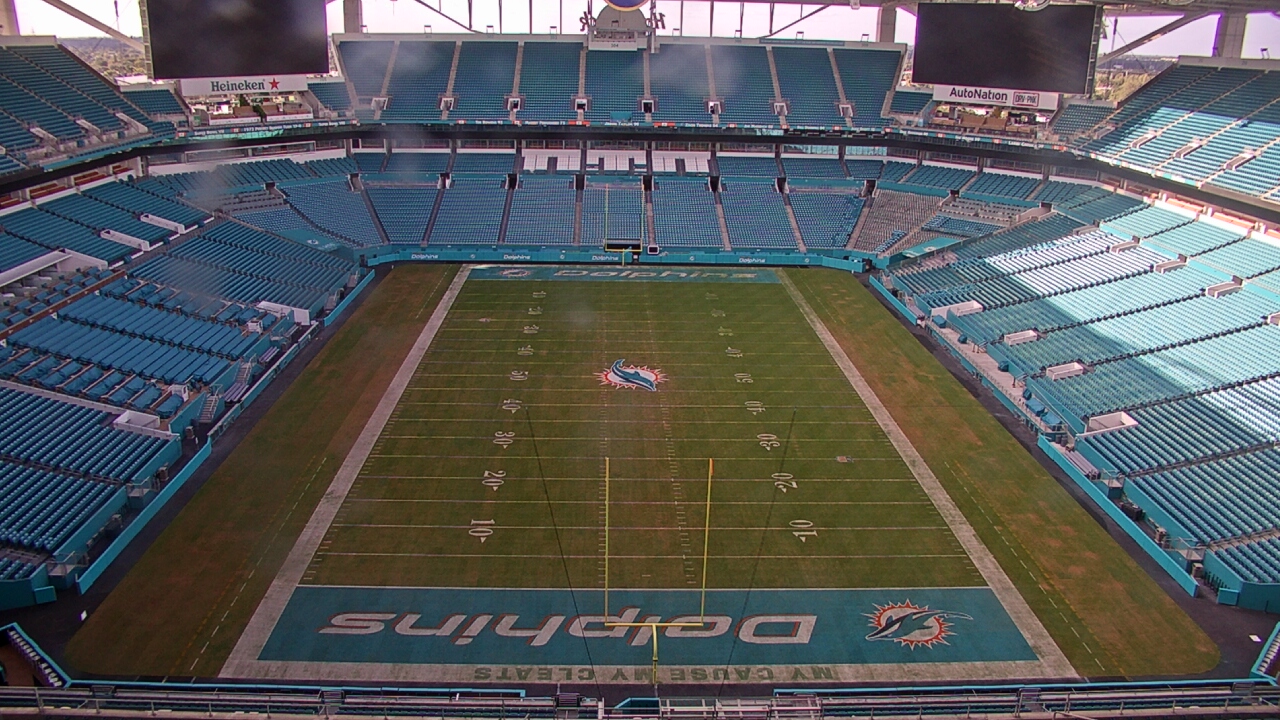 Thumbnail for current weather camera view from Hard Rock Stadium (east lot) in Miami Gardens, Florida