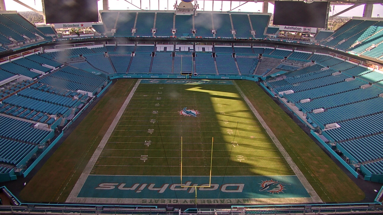 Thumbnail for current weather camera view from Hard Rock Stadium (east lot) in Miami Gardens, Florida