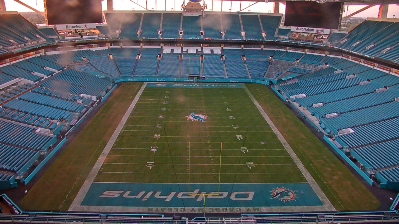 Thumbnail for current weather camera view from Hard Rock Stadium (east lot) in Miami Gardens, Florida