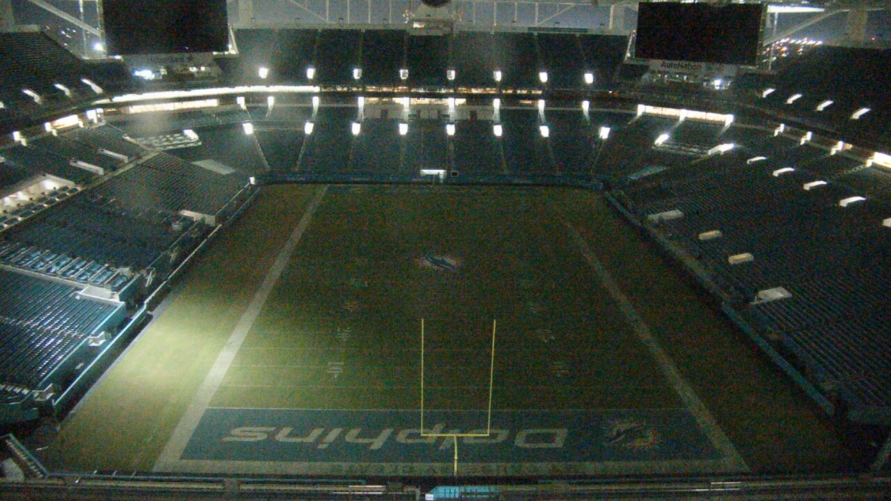 Thumbnail for current weather camera view from Hard Rock Stadium (east lot) in Miami Gardens, Florida