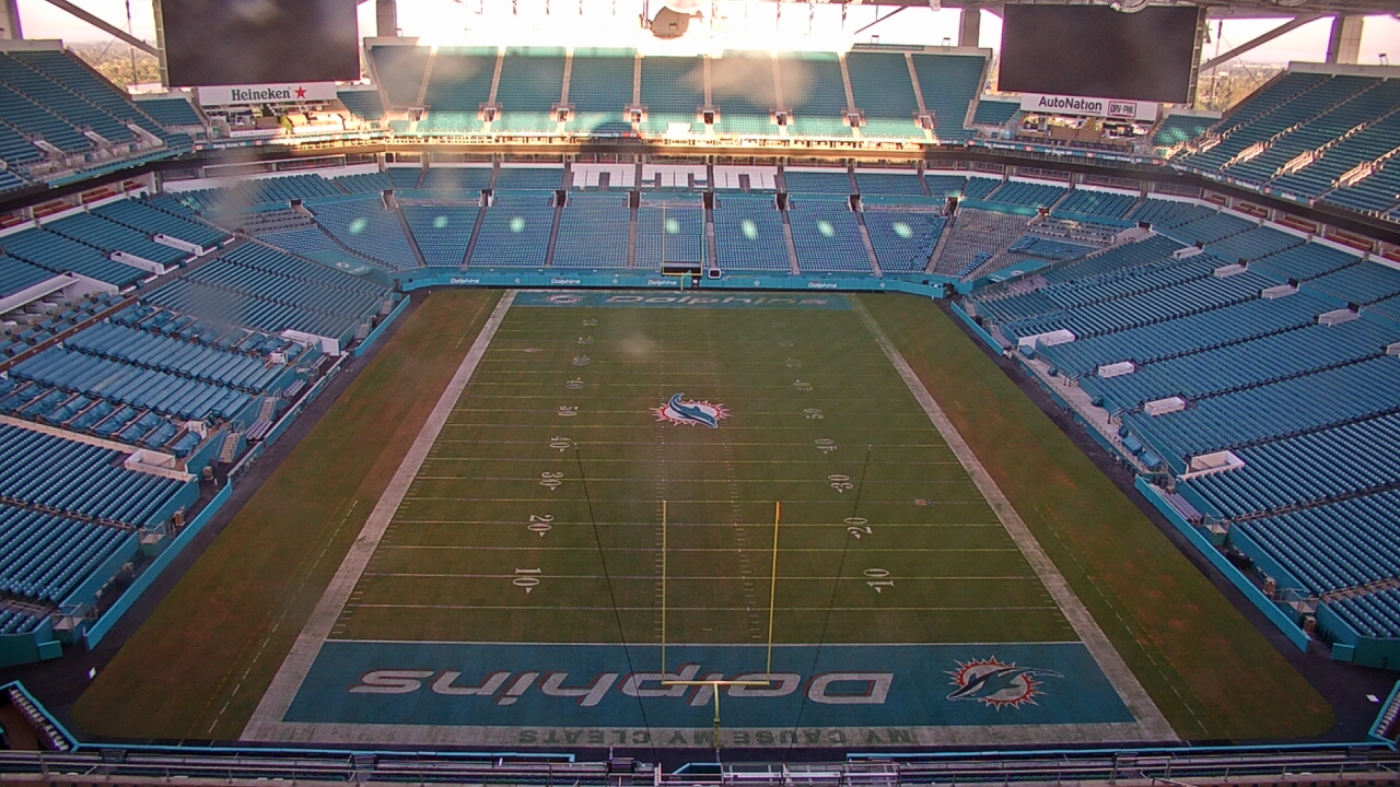 Thumbnail for current weather camera view from Hard Rock Stadium (east lot) in Miami Gardens, Florida