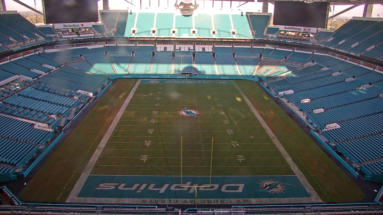 Thumbnail for current weather camera view from Hard Rock Stadium (east lot) in Miami Gardens, Florida