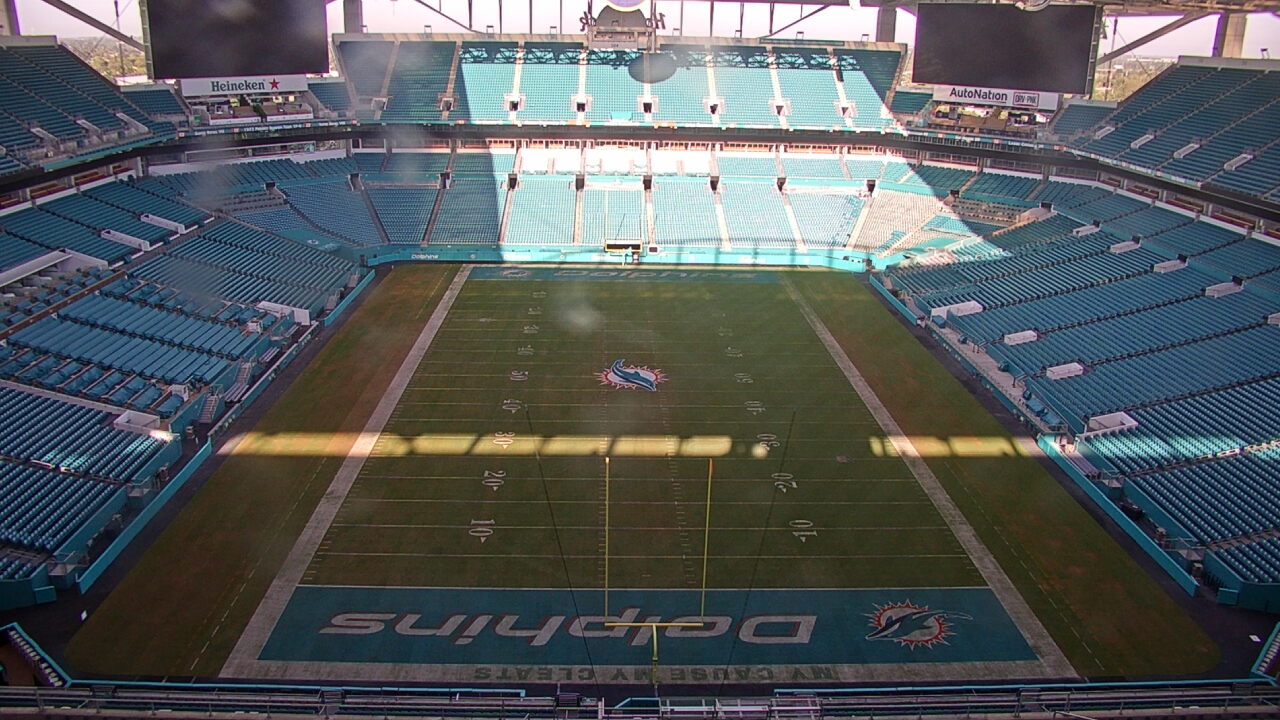 Thumbnail for current weather camera view from Hard Rock Stadium (east lot) in Miami Gardens, Florida