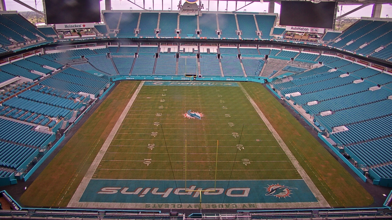 Thumbnail for current weather camera view from Hard Rock Stadium (east lot) in Miami Gardens, Florida
