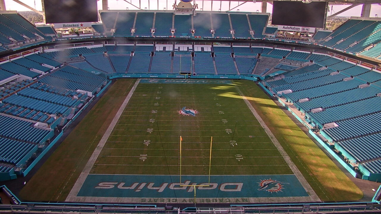 Thumbnail for current weather camera view from Hard Rock Stadium (east lot) in Miami Gardens, Florida