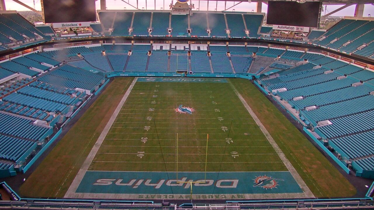 Thumbnail for current weather camera view from Hard Rock Stadium (east lot) in Miami Gardens, Florida