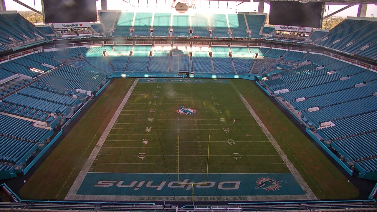 Thumbnail for current weather camera view from Hard Rock Stadium (east lot) in Miami Gardens, Florida