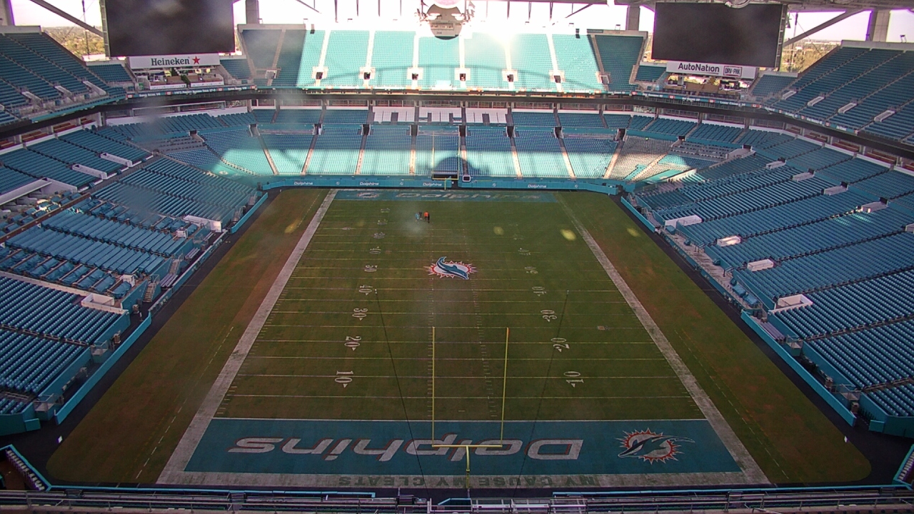 Thumbnail for current weather camera view from Hard Rock Stadium (east lot) in Miami Gardens, Florida