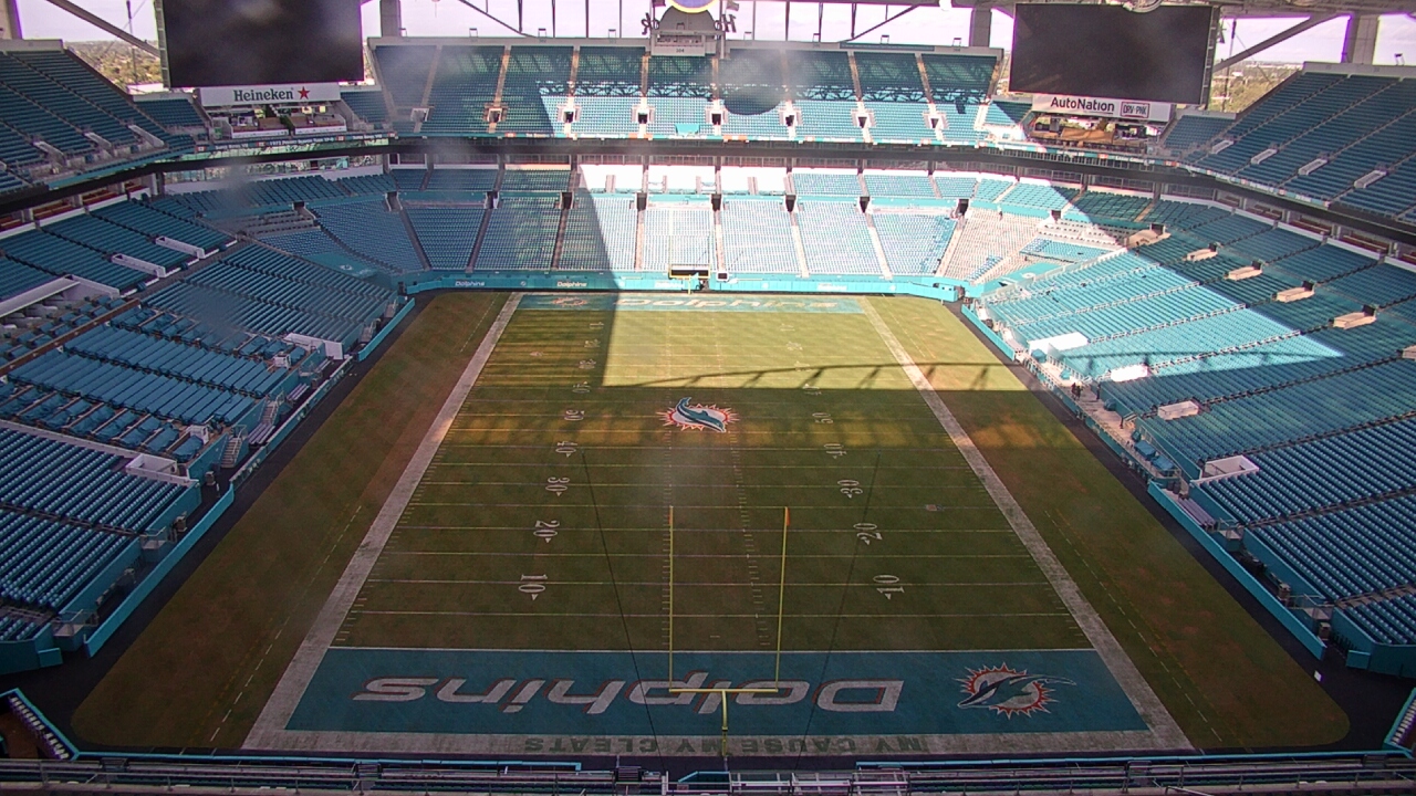 Thumbnail for current weather camera view from Hard Rock Stadium (east lot) in Miami Gardens, Florida