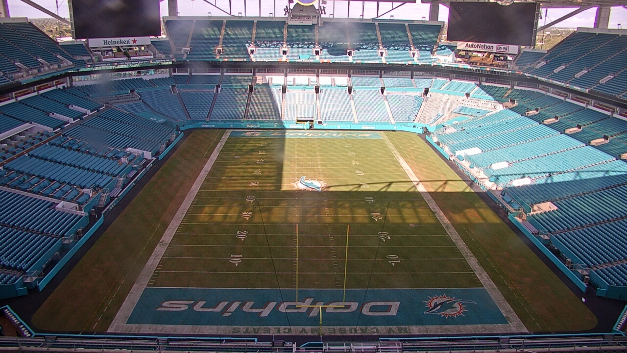 Thumbnail for current weather camera view from Hard Rock Stadium (east lot) in Miami Gardens, Florida