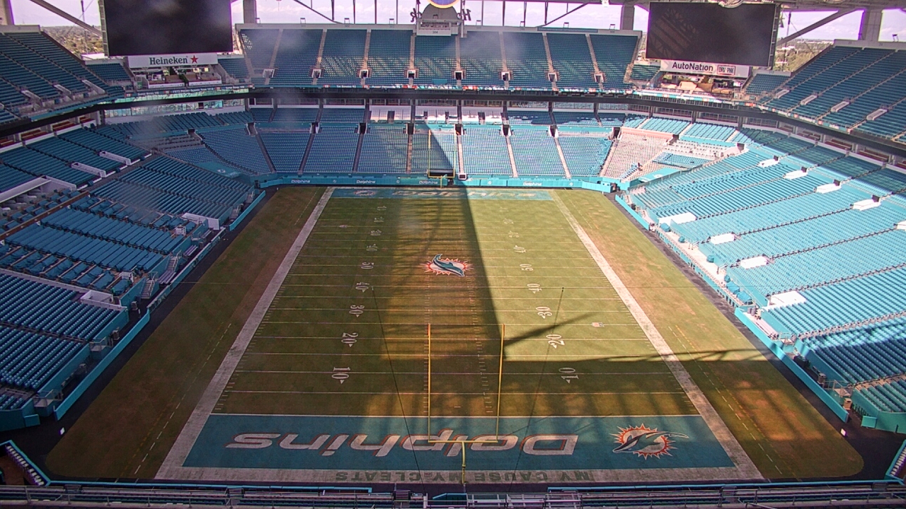 Thumbnail for current weather camera view from Hard Rock Stadium (east lot) in Miami Gardens, Florida