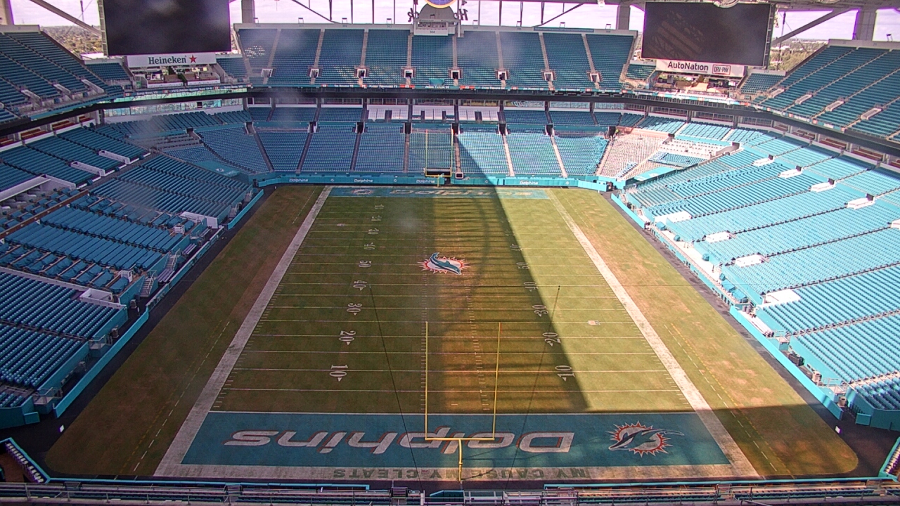 Thumbnail for current weather camera view from Hard Rock Stadium (east lot) in Miami Gardens, Florida