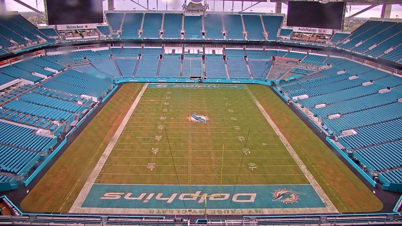 Thumbnail for current weather camera view from Hard Rock Stadium (east lot) in Miami Gardens, Florida