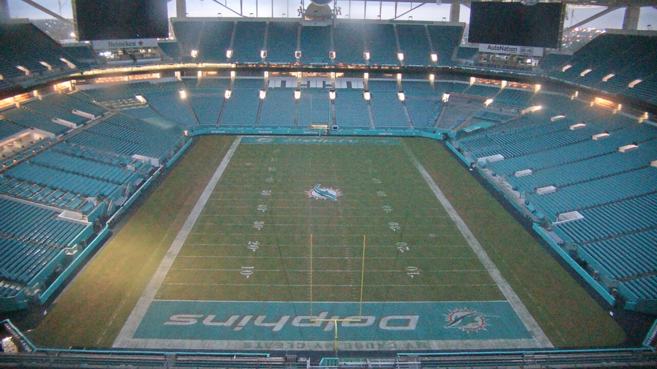 Thumbnail for current weather camera view from Hard Rock Stadium (east lot) in Miami Gardens, Florida