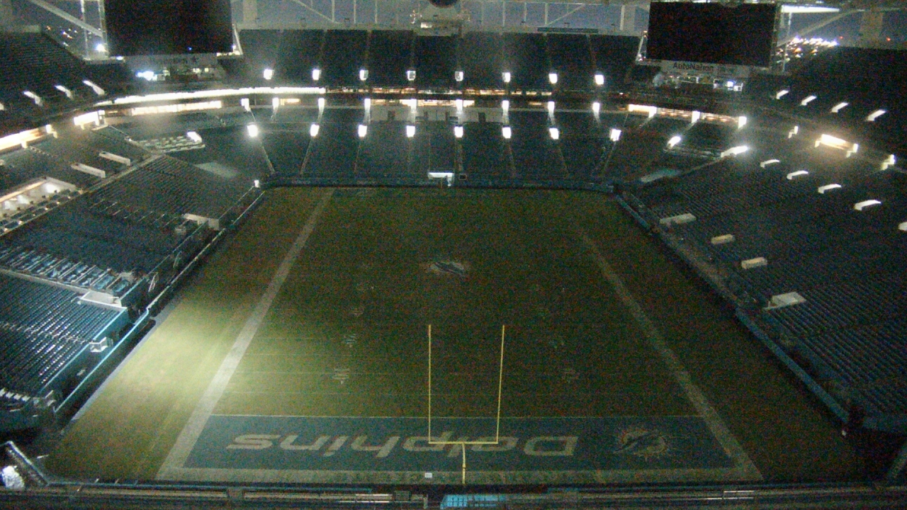 Thumbnail for current weather camera view from Hard Rock Stadium (east lot) in Miami Gardens, Florida