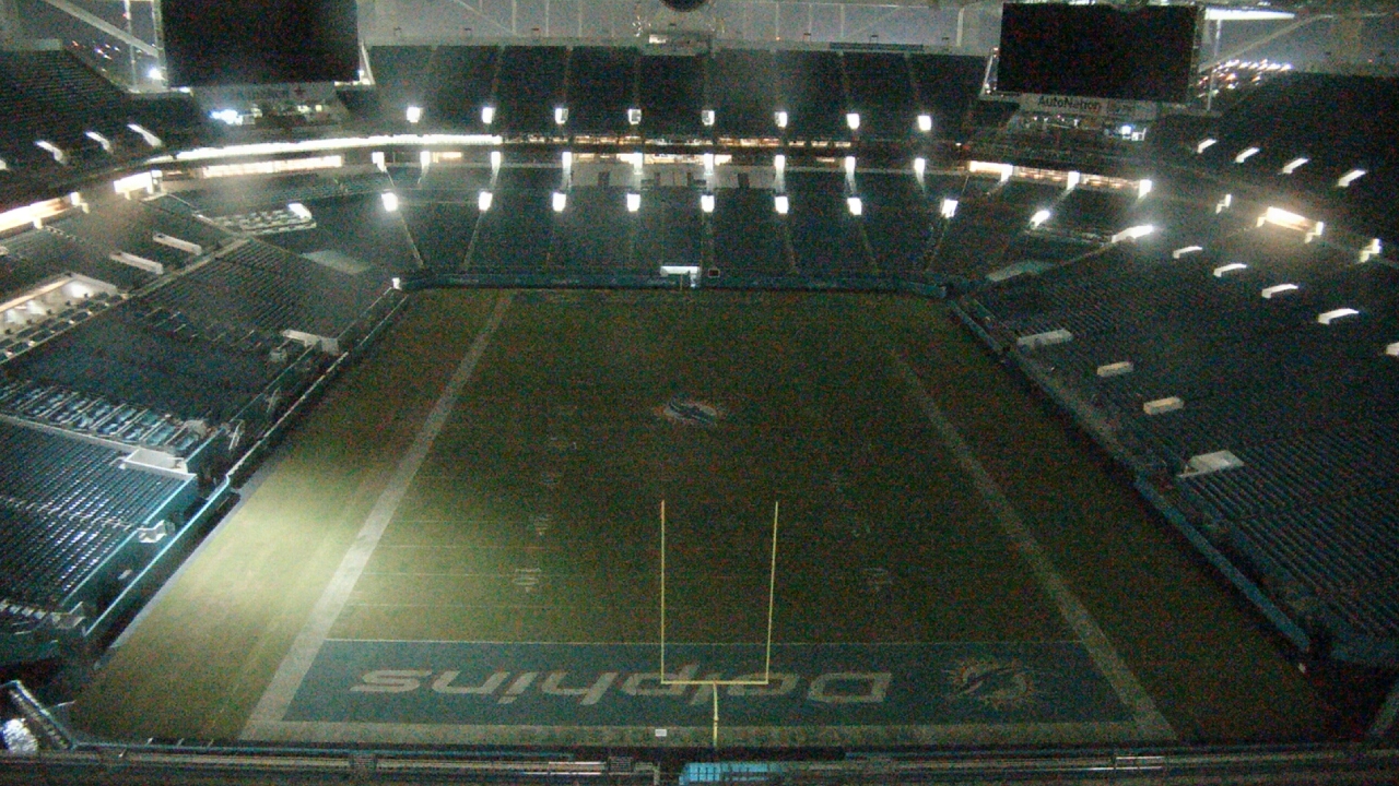 Thumbnail for current weather camera view from Hard Rock Stadium (east lot) in Miami Gardens, Florida