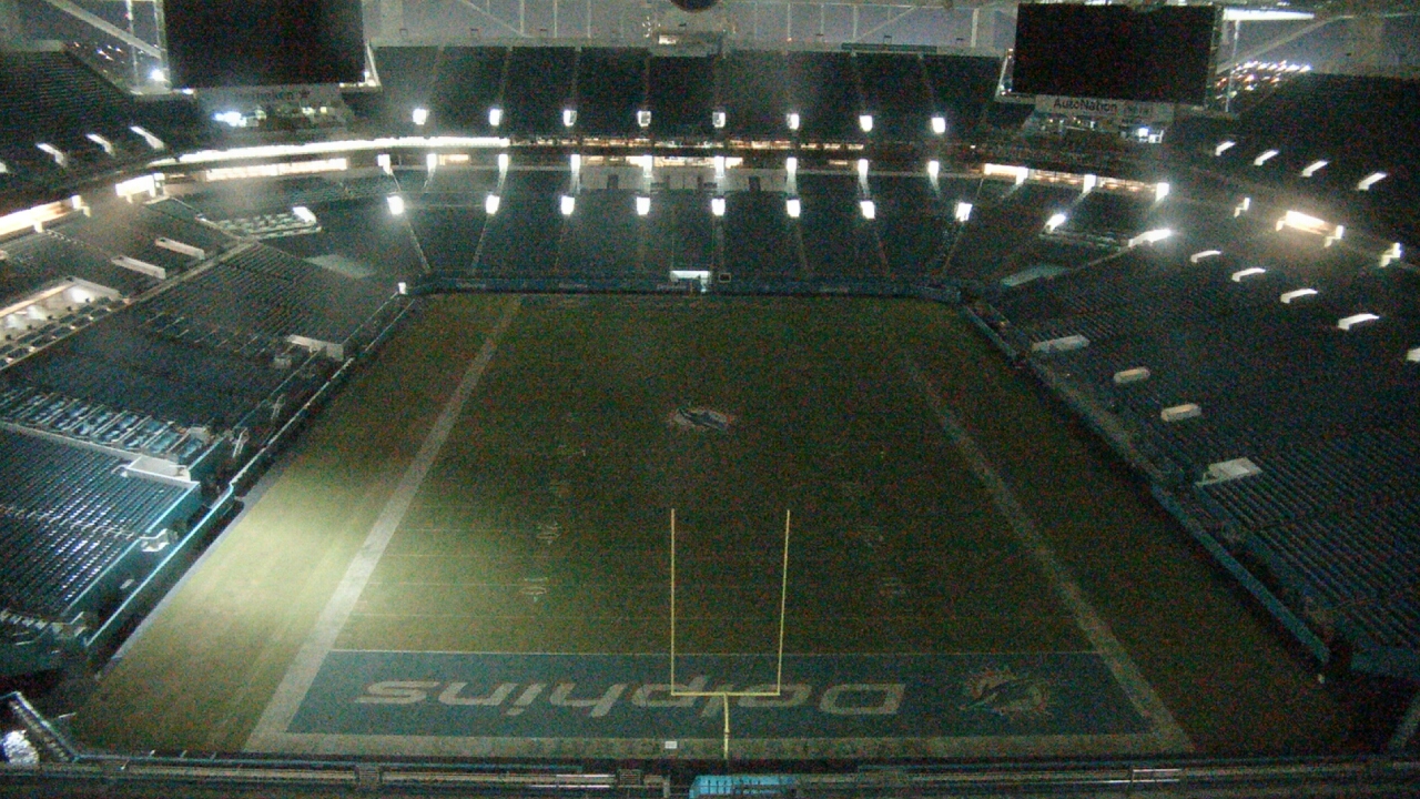 Thumbnail for current weather camera view from Hard Rock Stadium (east lot) in Miami Gardens, Florida