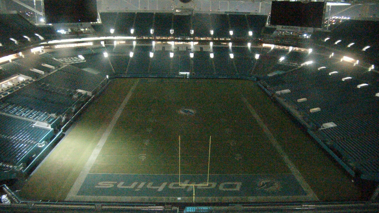 Thumbnail for current weather camera view from Hard Rock Stadium (east lot) in Miami Gardens, Florida