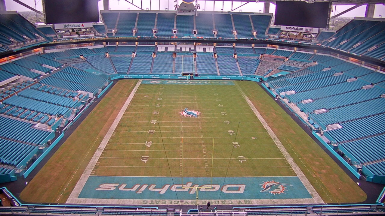 Thumbnail for current weather camera view from Hard Rock Stadium (east lot) in Miami Gardens, Florida