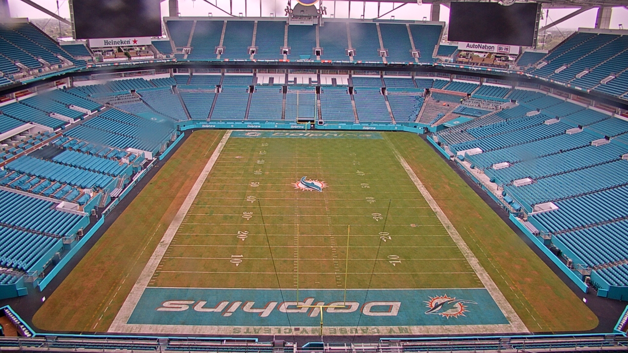 Thumbnail for current weather camera view from Hard Rock Stadium (east lot) in Miami Gardens, Florida