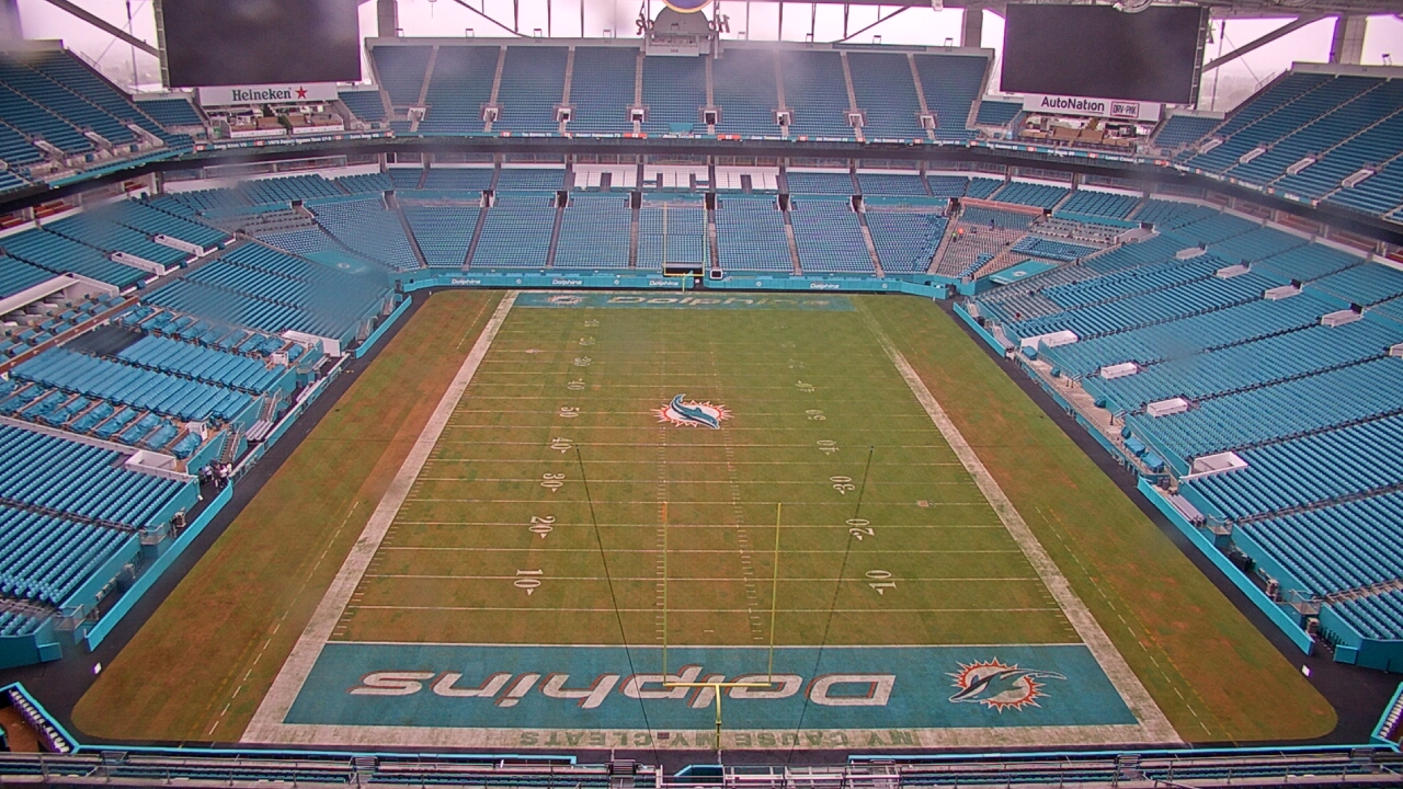 Thumbnail for current weather camera view from Hard Rock Stadium (east lot) in Miami Gardens, Florida