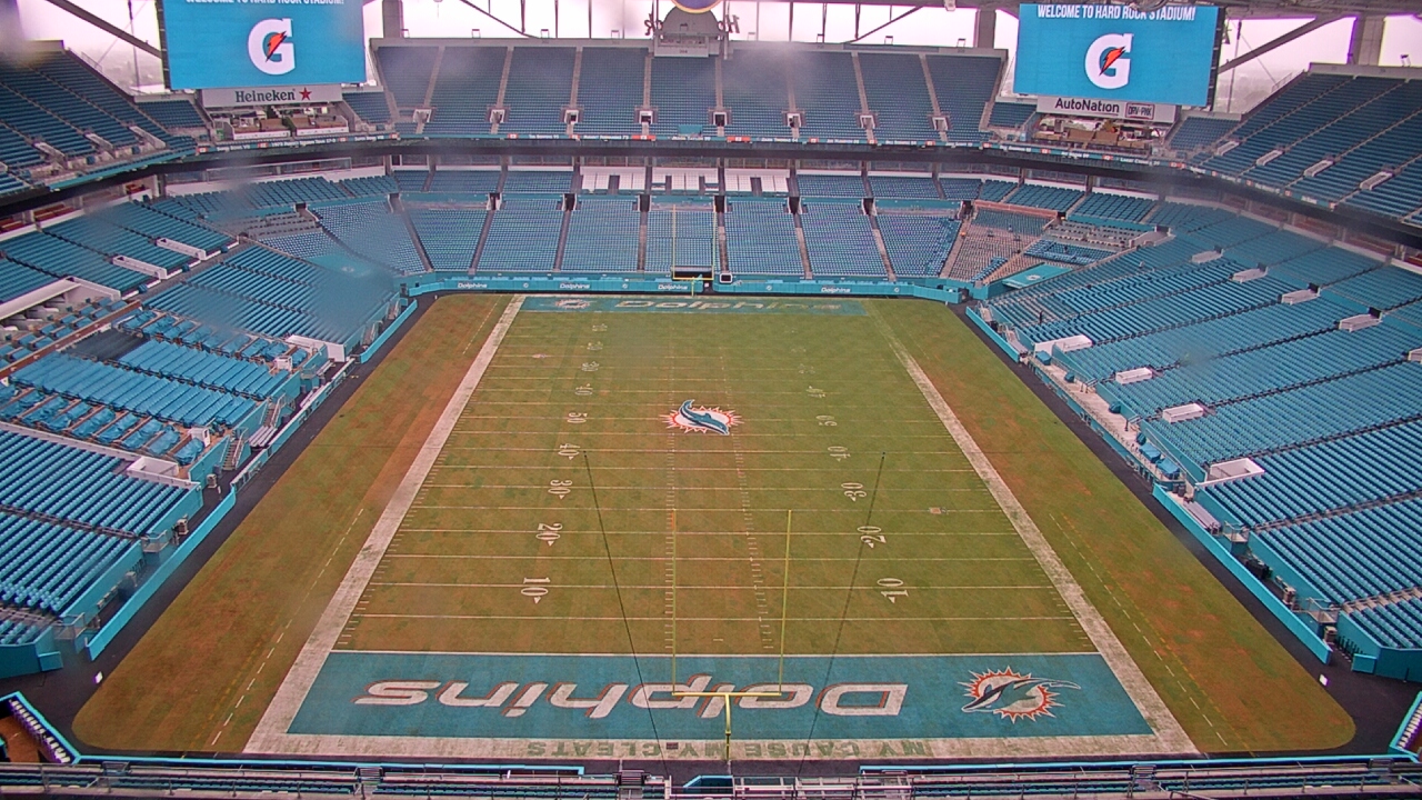 Thumbnail for current weather camera view from Hard Rock Stadium (east lot) in Miami Gardens, Florida