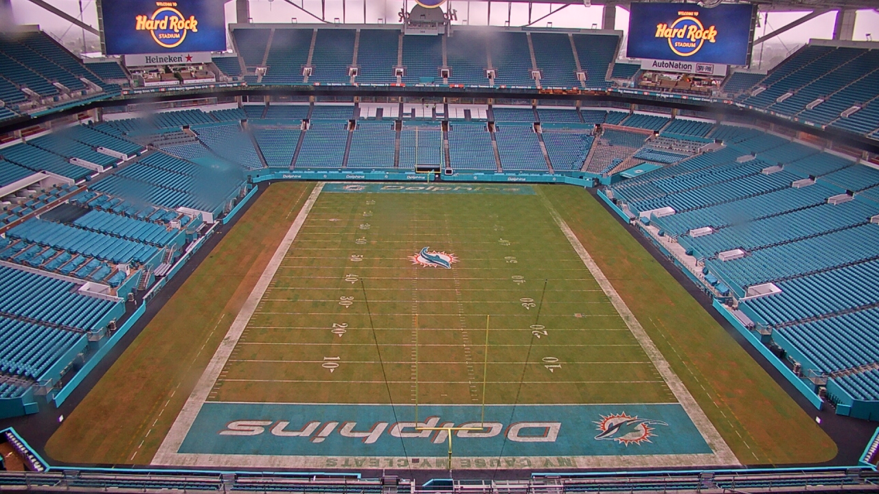 Thumbnail for current weather camera view from Hard Rock Stadium (east lot) in Miami Gardens, Florida
