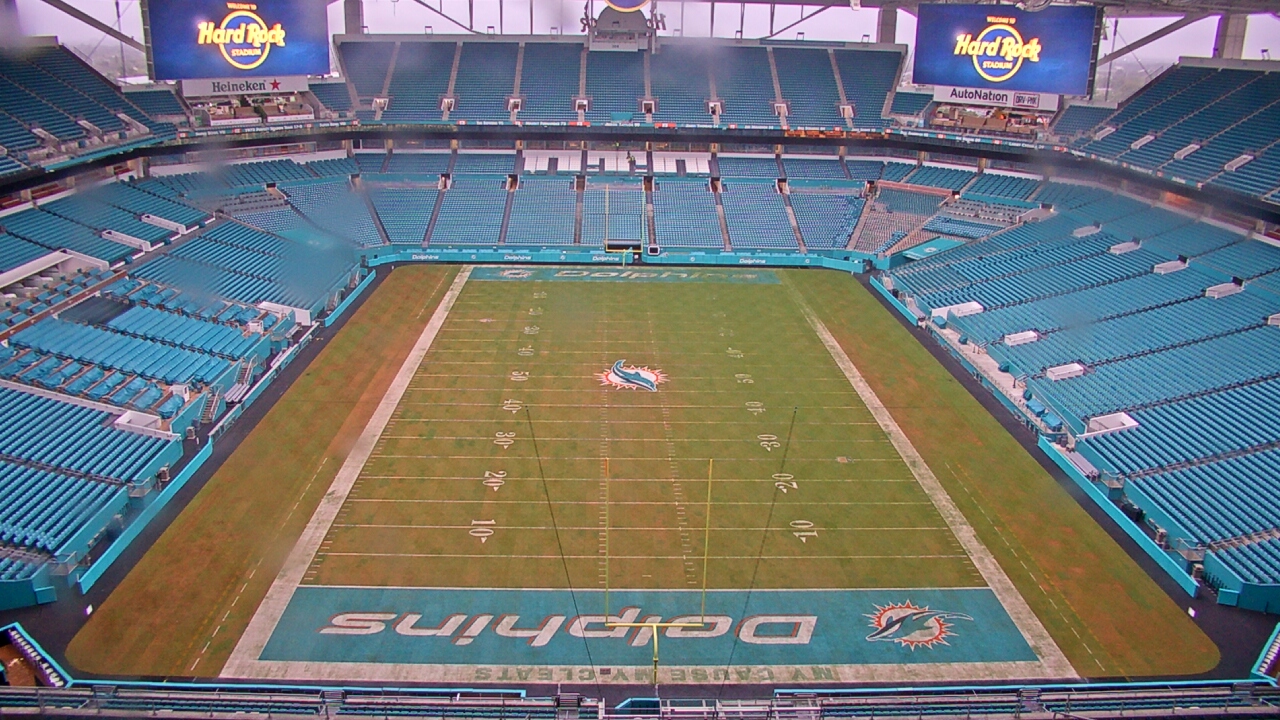 Thumbnail for current weather camera view from Hard Rock Stadium (east lot) in Miami Gardens, Florida
