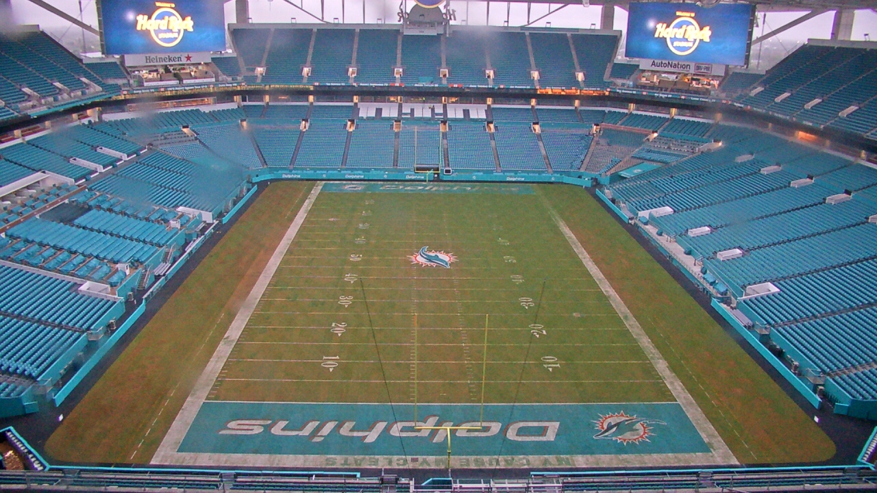 Thumbnail for current weather camera view from Hard Rock Stadium (east lot) in Miami Gardens, Florida
