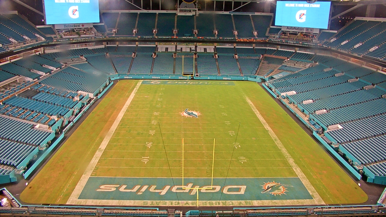 Thumbnail for current weather camera view from Hard Rock Stadium (east lot) in Miami Gardens, Florida