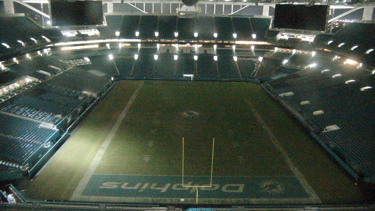 Thumbnail for current weather camera view from Hard Rock Stadium (east lot) in Miami Gardens, Florida