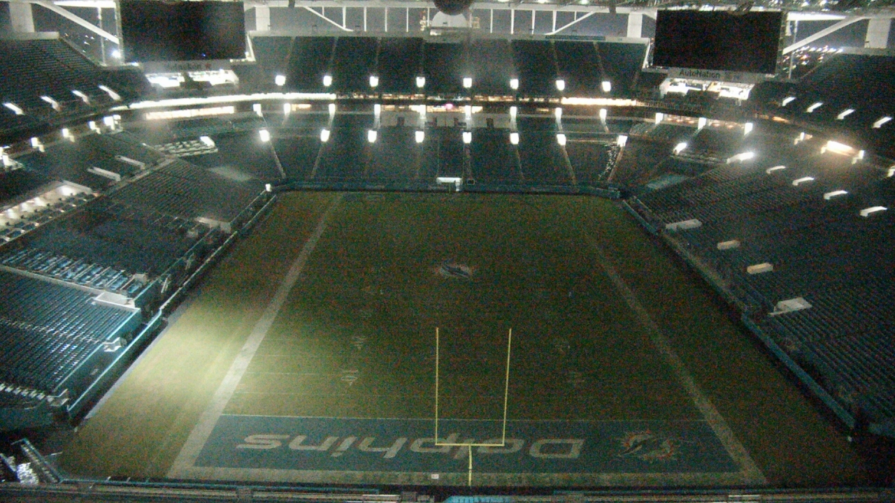 Thumbnail for current weather camera view from Hard Rock Stadium (east lot) in Miami Gardens, Florida