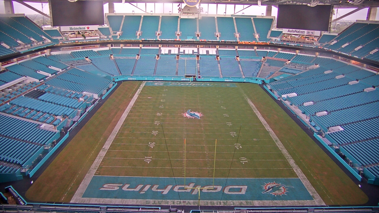 Thumbnail for current weather camera view from Hard Rock Stadium (east lot) in Miami Gardens, Florida