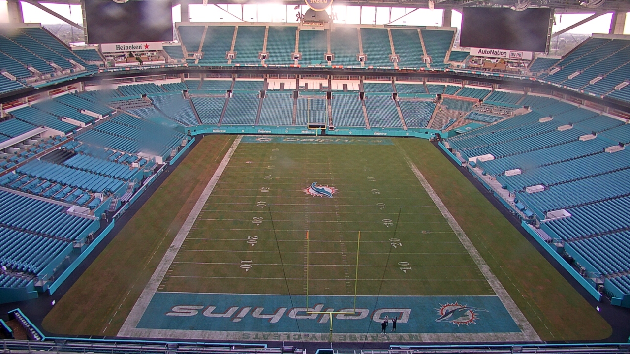 Thumbnail for current weather camera view from Hard Rock Stadium (east lot) in Miami Gardens, Florida