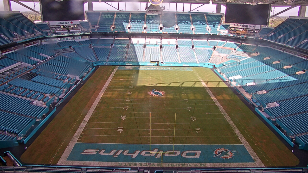 Thumbnail for current weather camera view from Hard Rock Stadium (east lot) in Miami Gardens, Florida