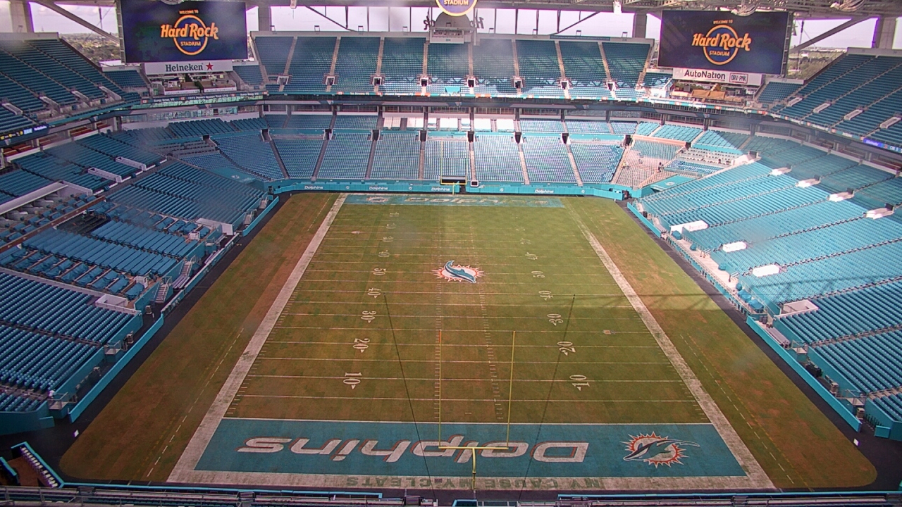 Thumbnail for current weather camera view from Hard Rock Stadium (east lot) in Miami Gardens, Florida